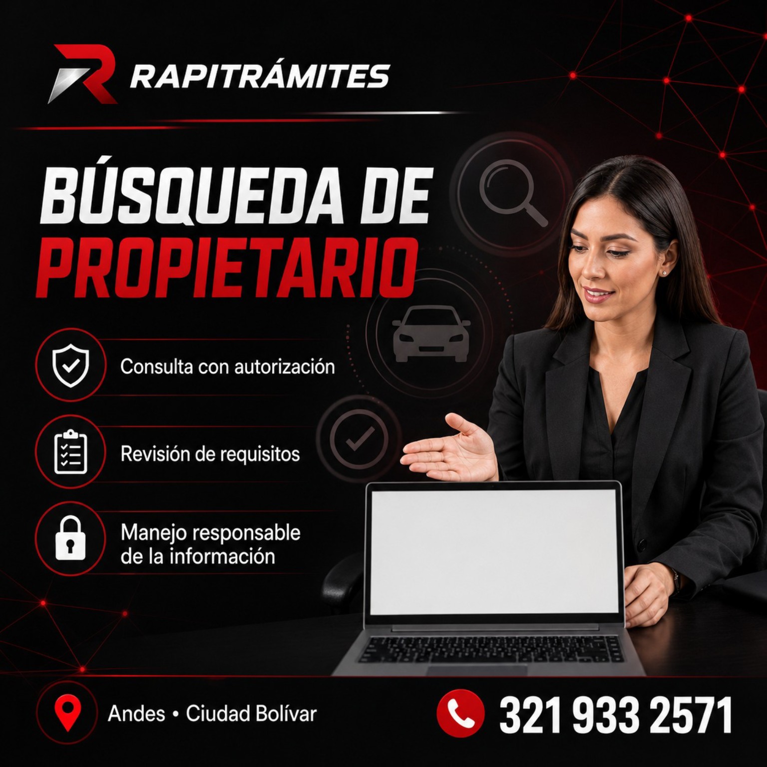 Servicio de Búsqueda de propietario en RAPITRÁMITES