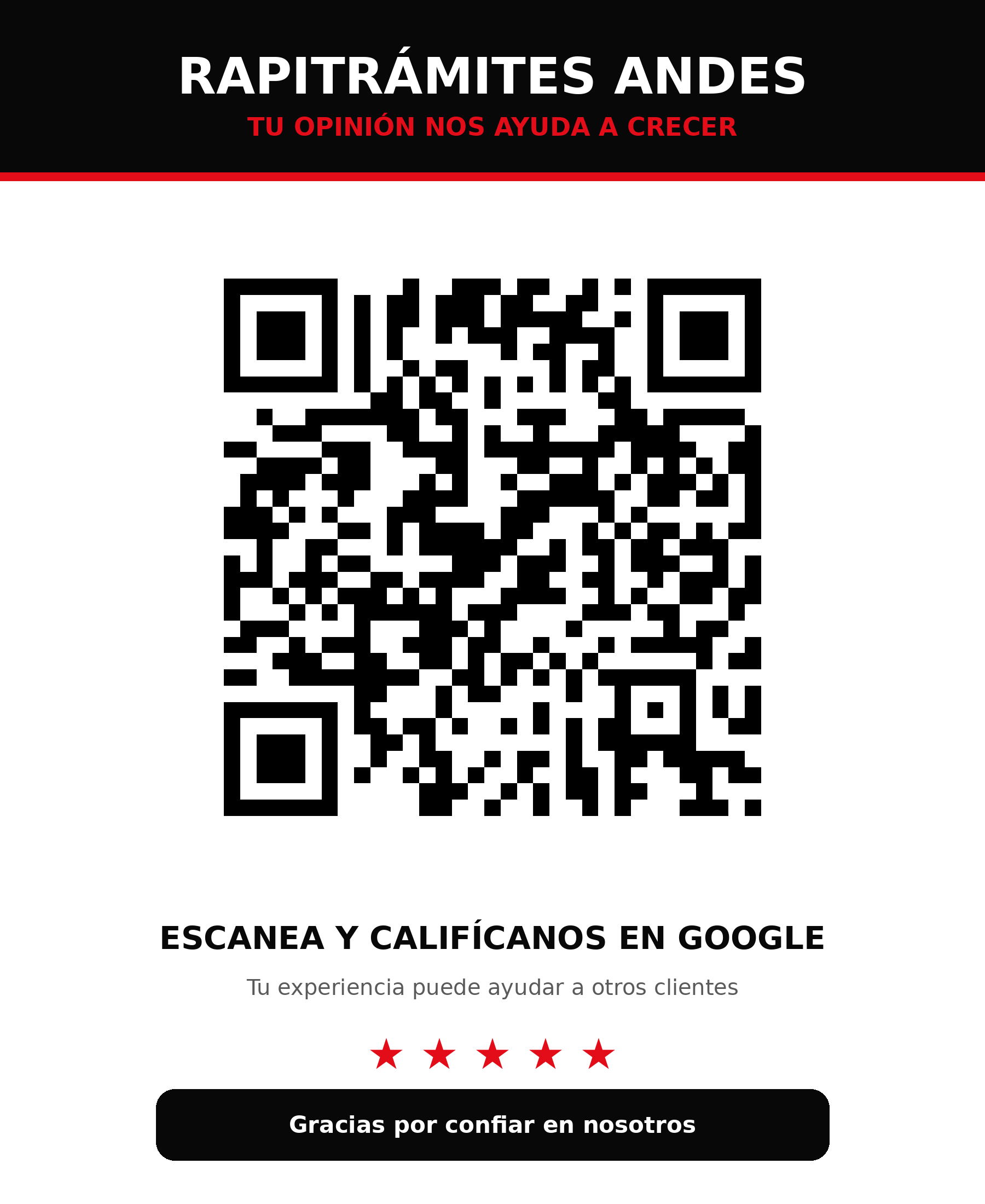Código QR para calificar a RAPITRÁMITES ANDES en Google
